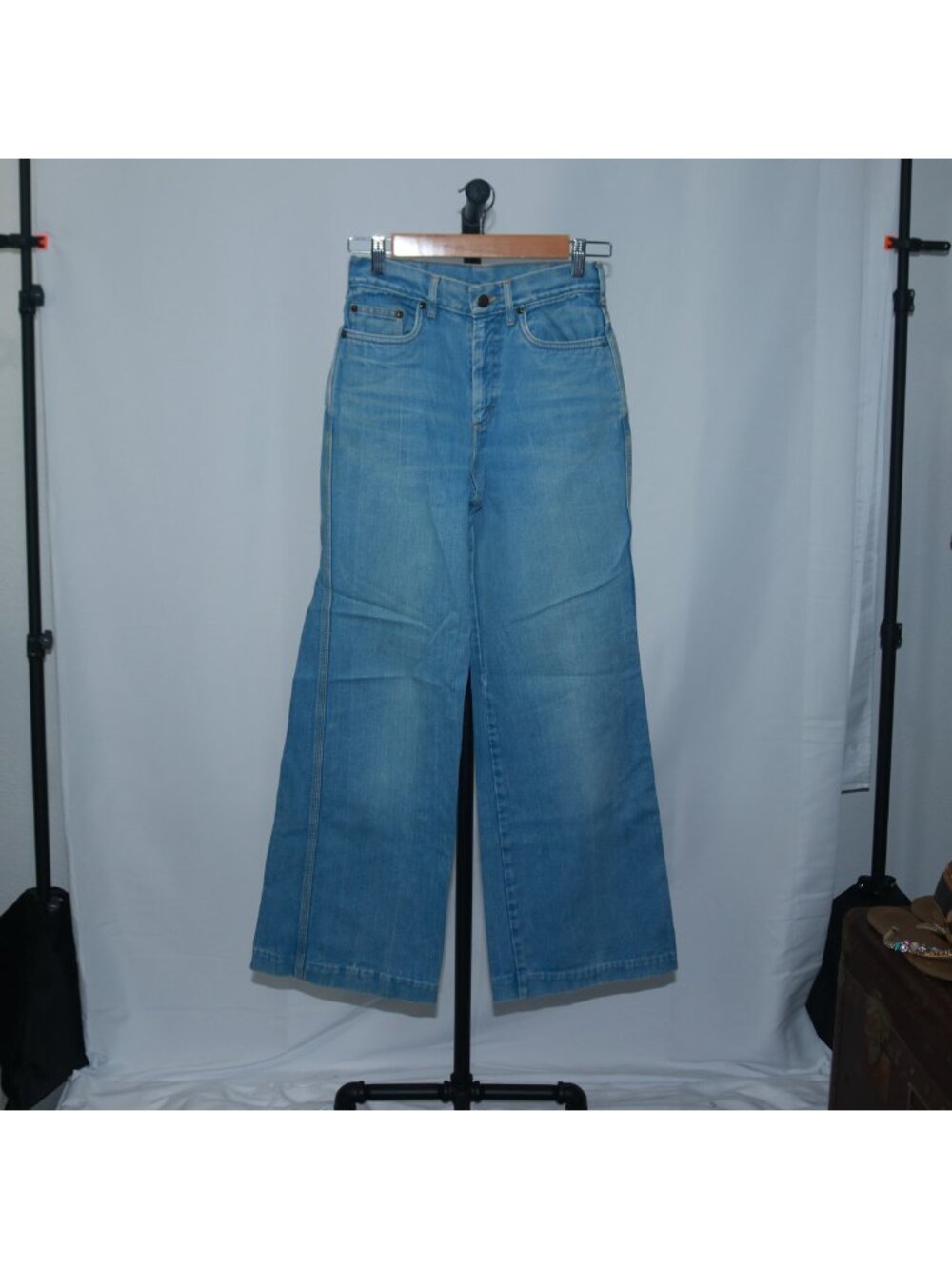 LandLubber Womens Vintage Wide Leg Denim Jeans Blue High Rise Size L